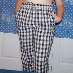 Black and white plaid tie pants